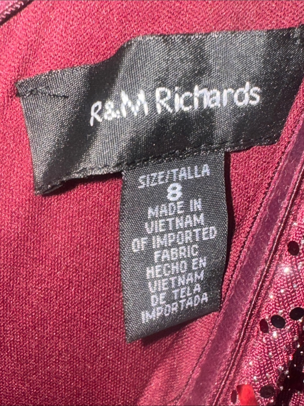 R&M Richard Jumpsuit Pant Sequined Overlay in Burgundy Size Taller 8 - Picture 6 of 7